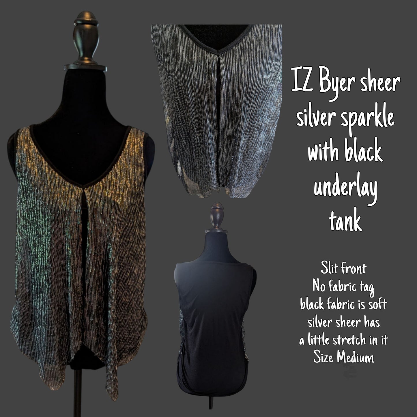 Thrifted silver and black tank top